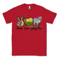 Red Peace Love Gray Fox Classic Tee - LillyAllenDesigns