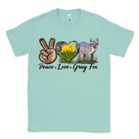 Seafoam Peace Love Gray Fox Classic Tee - LillyAllenDesigns