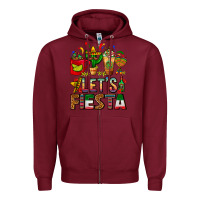 Burgundy Let's Fiesta Mexico Coffee Cups With Cactus Zipper Hoodie - FaDigitalArtStudio