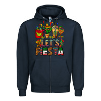 Navy Let's Fiesta Mexico Coffee Cups With Cactus Zipper Hoodie - FaDigitalArtStudio