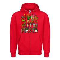 Red Let's Fiesta Mexico Coffee Cups With Cactus Zipper Hoodie - FaDigitalArtStudio