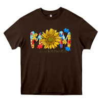 Chocolate Brown autism mom life sunflower Heavy Core Tee - MaliasSmallBusiness