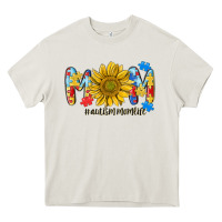 Cream autism mom life sunflower Heavy Core Tee - MaliasSmallBusiness