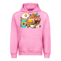 Fuchsia Pink Breakfast Coffee Cups Urban Hoodie - Artiststas