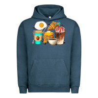 Pigment Midnight Navy Breakfast Coffee Cups Urban Hoodie - Artiststas