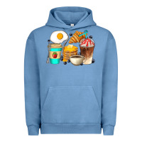 Pigment Pebble Blue Breakfast Coffee Cups Urban Hoodie - Artiststas
