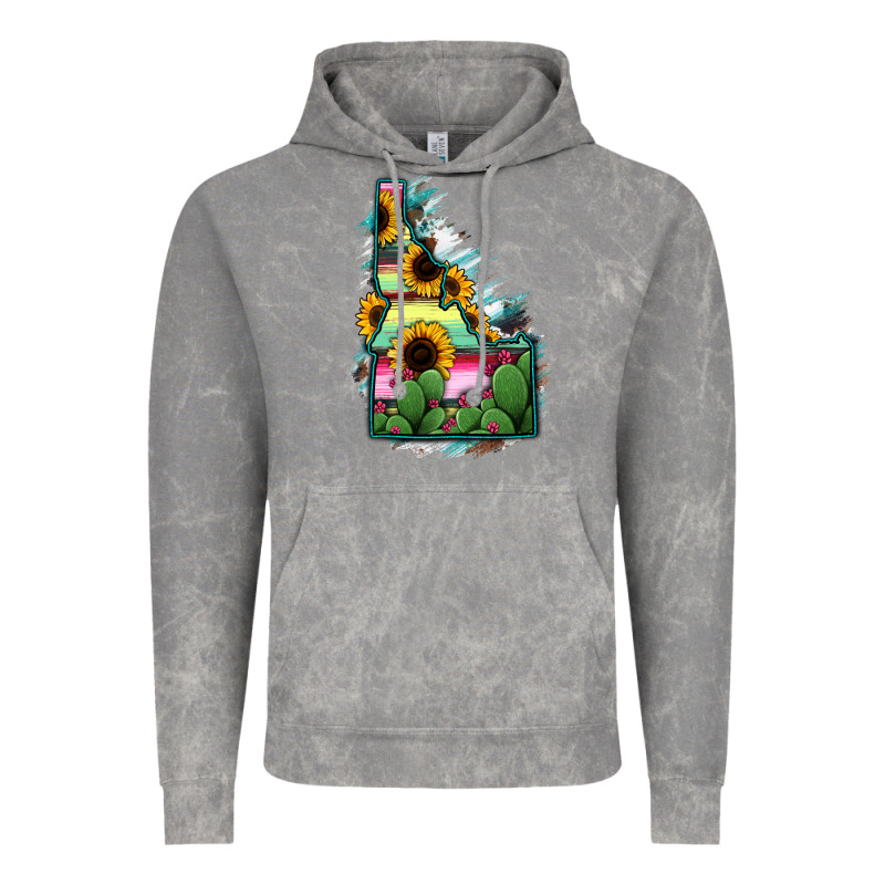 Idaho Map Sunflower Cactus Serape Vintage Hoodie by RanaPortraitStore | Teevron