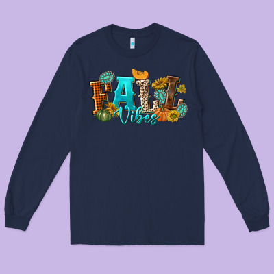 Fall Vibes Long Sleeve Tee Designed By Texasbilliewilder