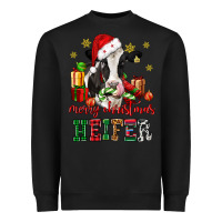Black merry christmas heifer cow Heavyweight Sweatshirt - CowGirlArtShop