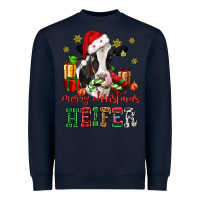 Navy merry christmas heifer cow Heavyweight Sweatshirt - CowGirlArtShop