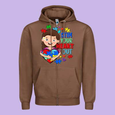 Stim Your Heart Out Zipper Hoodie Designed By Fadigitalartstudio