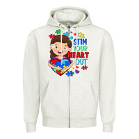 Oatmeal Heather Stim your heart out Zipper Hoodie - FaDigitalArtStudio
