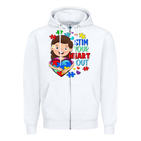 White Stim your heart out Zipper Hoodie - FaDigitalArtStudio