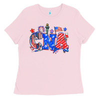 Bubblegum Pink 4th of july cna Ladies Tee - NancyCooperArtShop