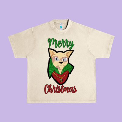 Merry Christmas Cat Urban Heavy Tee Designed By Bettercallsaul