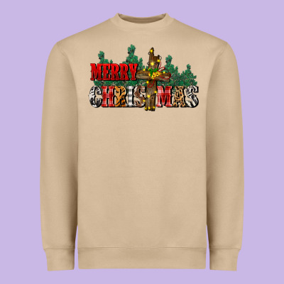 Merry Christmas  Cross Heavyweight Sweatshirt Designed By Cowgirlartshop