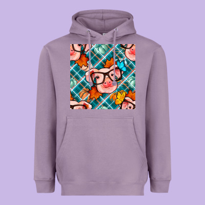 Fall Pig Seamless Pattern Heavyweight Hoodie Designed By Bundleandbundleshop
