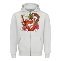 Dove Grey Baseball Coffee cup Zipper Hoodie - FaDigitalArtStudio