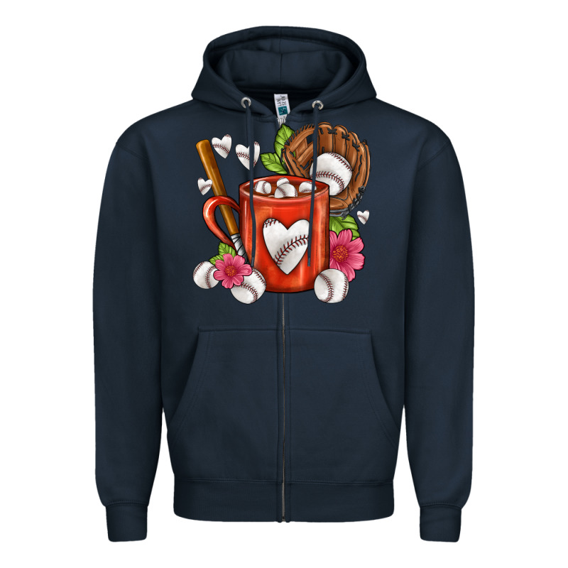 Baseball Coffee Cup Zipper Hoodie by FaDigitalArtStudio | Teevron