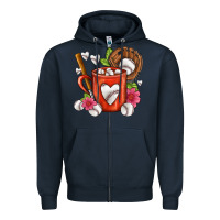 Navy Baseball Coffee cup Zipper Hoodie - FaDigitalArtStudio