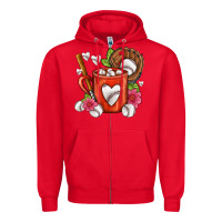 Red Baseball Coffee cup Zipper Hoodie - FaDigitalArtStudio