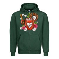 Sports Green Baseball Coffee cup Zipper Hoodie - FaDigitalArtStudio