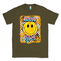 Army Green happy vibes smiley face Classic Tee - BarkalooDesign