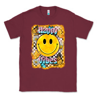 Burgundy happy vibes smiley face Classic Tee - BarkalooDesign