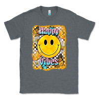 Charcoal Heather happy vibes smiley face Classic Tee - BarkalooDesign
