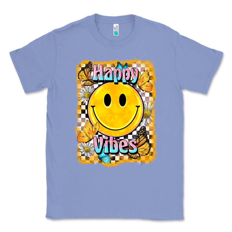 Happy Vibes Smiley Face Classic Tee by BarkalooDesign | Teevron