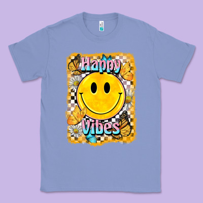 Happy Vibes Smiley Face Classic Tee Designed By Barkaloodesign