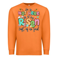 Carrot easter he is not here for he has risen just as he Premium Sweatshirt - LillyAllenDesigns
