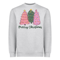 Heather Grey merry christmas trees Heavyweight Sweatshirt - CowGirlArtShop
