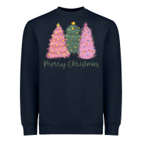 Navy merry christmas trees Heavyweight Sweatshirt - CowGirlArtShop