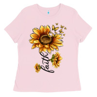 Bubblegum Pink faith sunflower Ladies Tee - MaliasSmallBusiness