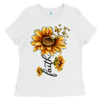 White faith sunflower Ladies Tee - MaliasSmallBusiness