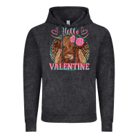 Vintage Black hello valentine highland cow Vintage Hoodie - RanaPortraitStore