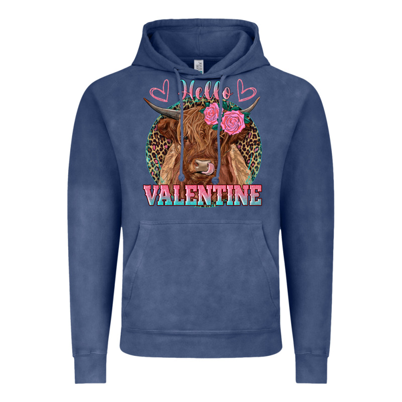 Hello Valentine Highland Cow Vintage Hoodie by RanaPortraitStore | Teevron