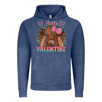 Vintage Denim hello valentine highland cow Vintage Hoodie - RanaPortraitStore