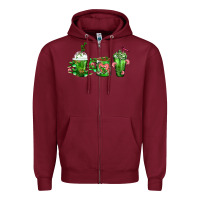 Burgundy Cactus Lover Cactus Coffee Cups Zipper Hoodie - FaDigitalArtStudio