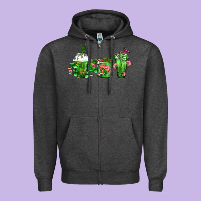 Cactus Lover Cactus Coffee Cups Zipper Hoodie Designed By Fadigitalartstudio