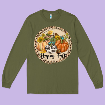 Happy Fall Long Sleeve Tee Designed By Texasbilliewilder