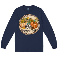 Navy Happy Fall Long Sleeve Tee - texasbilliewilder