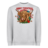 Heather Grey mooey christmas Heavyweight Sweatshirt - CowGirlArtShop