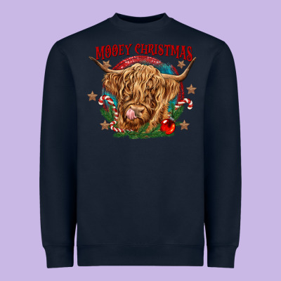 Mooey Christmas Heavyweight Sweatshirt Designed By Cowgirlartshop