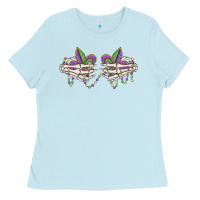 Baby Blue skeleton hands mardi gras Ladies Tee - MaliasSmallBusiness