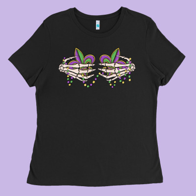 Skeleton Hands Mardi Gras Ladies Tee Designed By Maliassmallbusiness