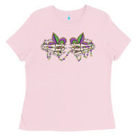Bubblegum Pink skeleton hands mardi gras Ladies Tee - MaliasSmallBusiness