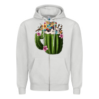 Dove Grey Day Of The Dead Mexican Cactus Zipper Hoodie - FaDigitalArtStudio