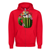 Red Day Of The Dead Mexican Cactus Zipper Hoodie - FaDigitalArtStudio